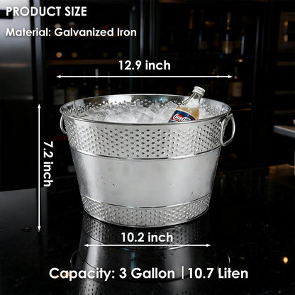 2PCS Beverage Tub Large Ice Bucket For Parties, Thick Metal Galvanized Tub Drink Buckets, Beverage Bucket with Handles, Drink Bucket for Indoor & Outdoor Party (Sliver)