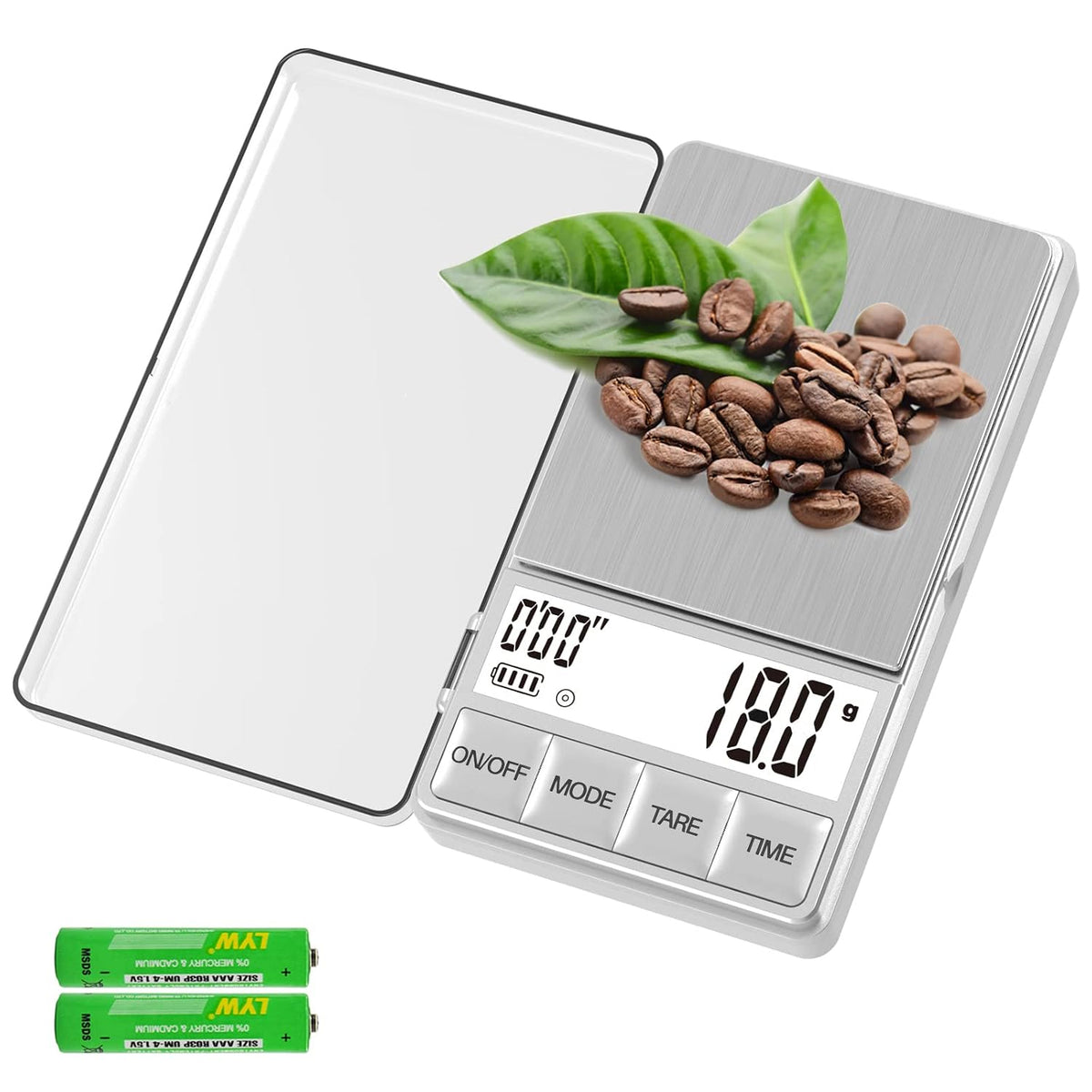 WEIGHTMAN Espresso Scale with Timer 1000g x 0.1g, Small Thin Coffee Scale