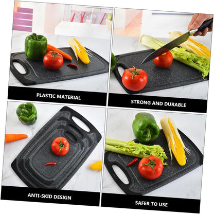 3pcs Anti-skid Plastic Cutting Boards Set, Large Thicker Dual-sided Kitchen Cutting Mats for Meats and Vegetables, Black Non-slip Home Use Chopping Board
