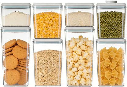 Airtight Food Storage with One-Touch Lid, (3 × 1.27 QT / 1.2 L) Stackable Durable PET for Sugar, Grains, Coffee Beans, and Baking Pantry Organization