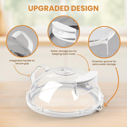 Microwave Splatter Cover with Water Steamer, Integrated Handle, 10 Inch