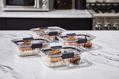 Rubbermaid Brilliance BPA Free Airtight Food Storage Containers with Lids, Set of 4 (4.7 Cup) Ideal for Lunch, Meal Prep, and Leftovers