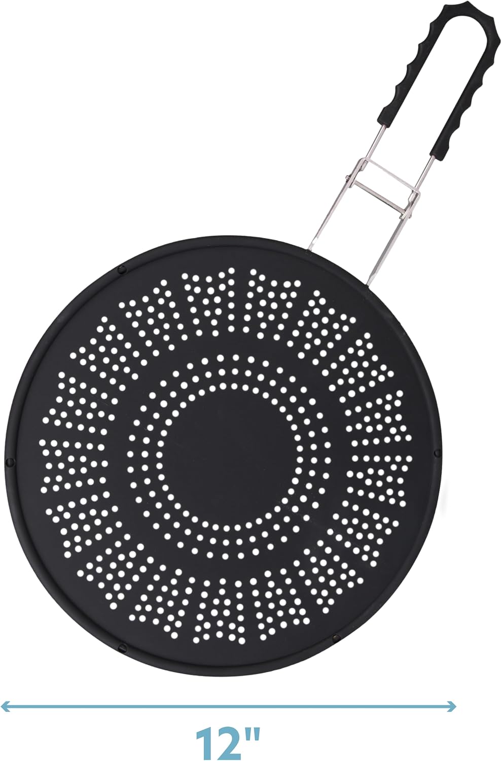XL 11.5" Silicone Splatter Screen Shield- Multi Use Pan Cover with Foldable Handle & Built in Water Strainer- Protect from Oil, Grease with Shield Guard- Fits Most Kitchen Frying Pans, Heat Resistant