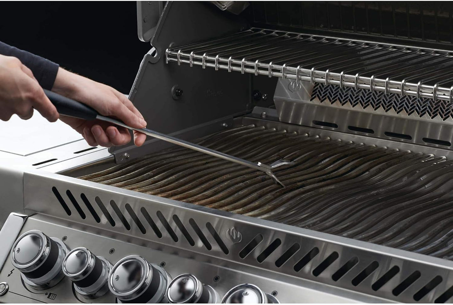Napoleon BBQ Grill Accessory - Stainless Steel Grid Scraper - 62031 - Stainless Steel, Double Sided Head for Different Grate Sizes, Hanging Loop, Grill Scraper