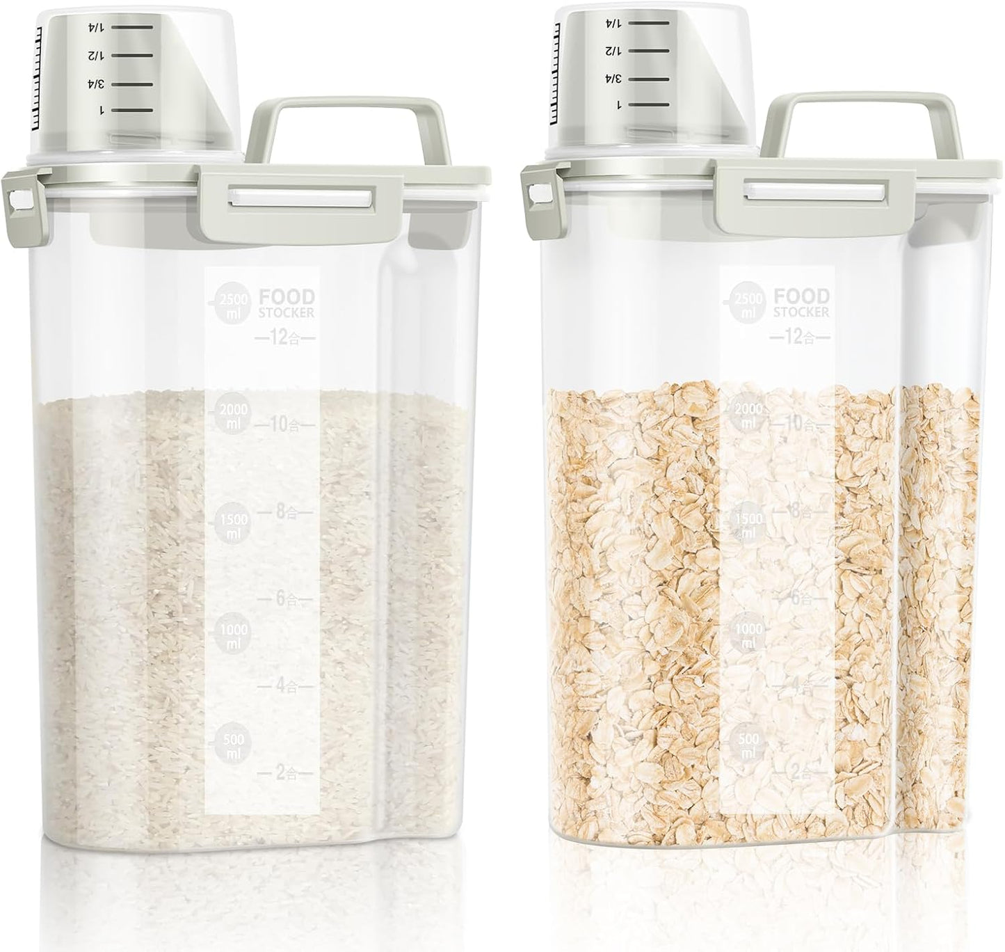 LEAWALK Airtight Rice Storage Container 24Lb/13Qt, Cereal Dry Food Flour and Sugar Bin, Dog Cat Food Dispenser with Measuring Cup, BPA Free Clear Plastic Kitchen and Pantry Organization Bin for Sugar