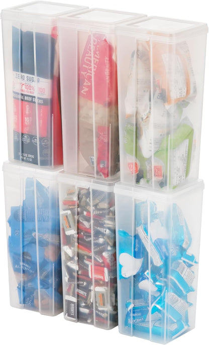 IRIS USA Vertical Storage Bins with Lids |Made in USA| Flip Top Containers for Organizing Pantry, Office, Craft, and Study Supplies - Small (10-Pack)