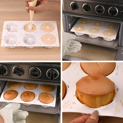 HUAKENER 2 Pcs Mini Fluted Cake Pan, 6-Cavity Fluted Cake Mold, Non-stick Silicone Baking Mold for Cupcakes, Donuts, Cornbread, Brownies, Jellies