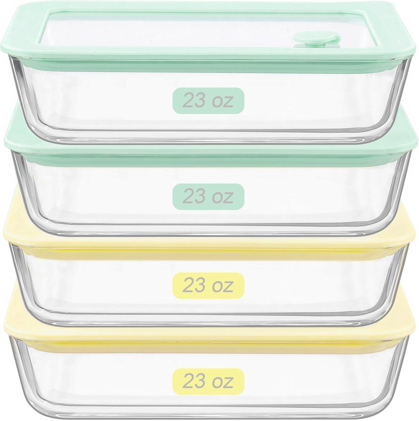 Urban Green Glass Food Container Set with Glass Lid, 5 Pack, Meal Prep Containers with Silicone Framed Airtight Lid, Leakproof, 100% Plastic Free