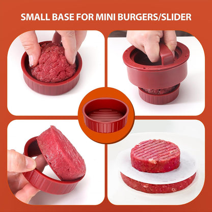 Pisol Hamburger Press, 4-in-1 Burger Press Patty Maker Slider, Stuffed Burgers Sandwich Cutter, Meat Beef Veggie Hamburger Patty Mold with 100 pcs Wax Disc Papers