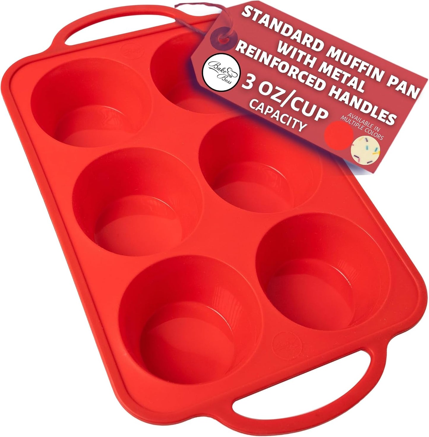 2-Pack Silicone Muffin Pan Set – Regular 12 Cup & Mini 24-Cup Silicone Muffin Pans for Baking – Nonstick Silicone Cupcake Pan with Metal-Reinforced Handles – BPA-Free, Dishwasher-Safe, Cream