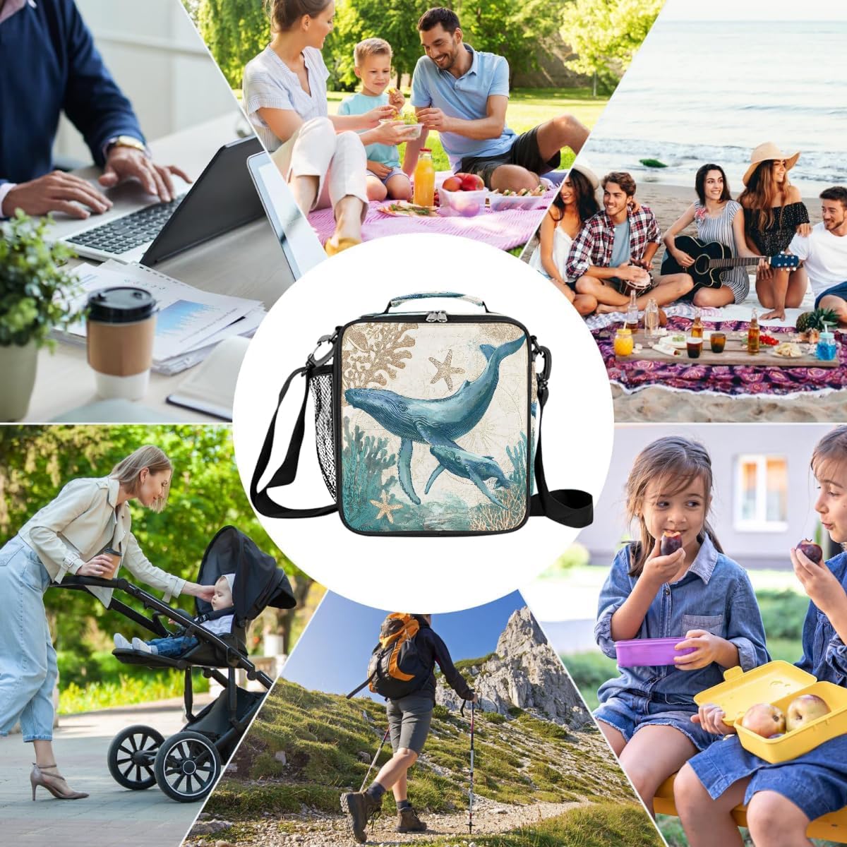 cfpolar Skull Skateboard Lunch Box for Boys Girls, Insulated Lunch Bags for Kids Reusable Mini Cooler Lunch Tote Lunchbox Thermal Meal Tote Kit with Shoulder Strap for Work School Picnic