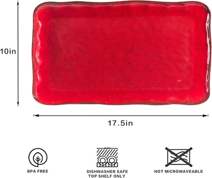 LEHAHA Grilling Prep and Serve Trays, BBQ Serving Platter, Melamine Serving Trays for Food, Set of 2, Great Gift for Father's Day, BBQ Lovers, Prefect for Chrismas Festival and Everyday use.