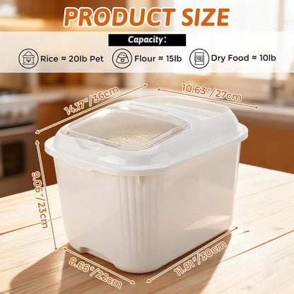 Blushtier 4 Pack Sugar Storage Containers Flour Bin with Wheels Large Pet Dog Food Storage Boxes Measuring Cup Sealed Transparent Flip Lid Portable Household Rice Container Set(20 Lbs)