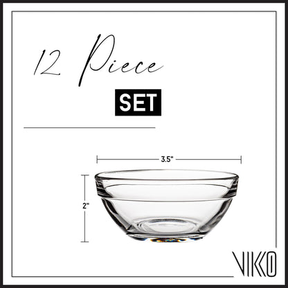 Vikko Small Glass Bowls,3.5 Inch Mise En Place Bowls, Set of 6 Glass Pinch Bowl, Prep Dish For Cooking, Sauce Bowl, Snack, Dessert & Dip