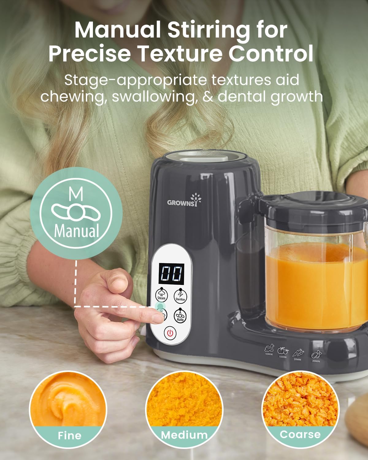 Grownsy Baby Food Maker, Steamer & Blender Baby Food Processor, White