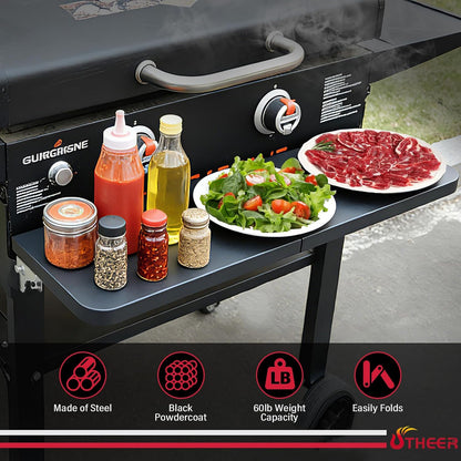 Upgraded Grill Table for Weber Kettle 22"/18"/26", Master Touch 22", Smokey Mountain, Recteq Pellet Grill RT-B380, Prep Station with Cutting Board, Basin, 4 Hooks, Shelf for Weber Kettle Accessories