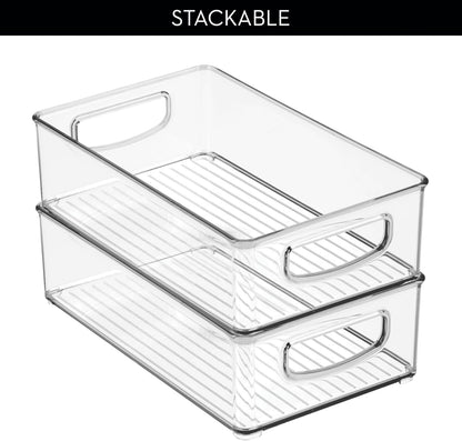 iDesign Stackable Pantry Bins with Handles, 4 Small and 4 Medium Bins, 8 Pack, Clear, Made in USA
