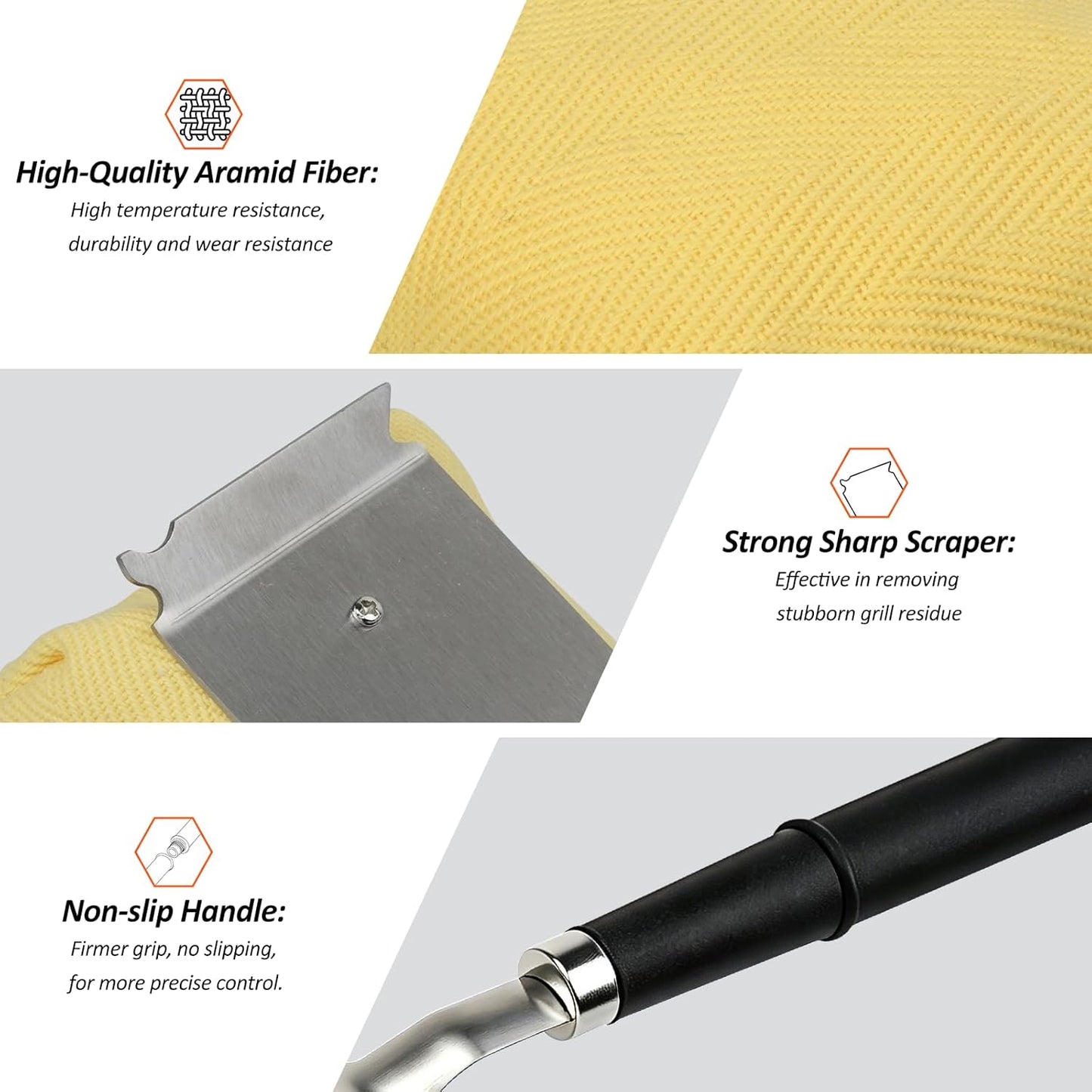 TNTOR Grill Brush Bristle Free with Scraper, 2 Removable BBQ Clearning Brush Head and 18" Handle BBQ Grill Brush for Outdoor Grill, Grill Tools for Grill/Smoker/Gas/Charcoal, Grill Gifts for Dads