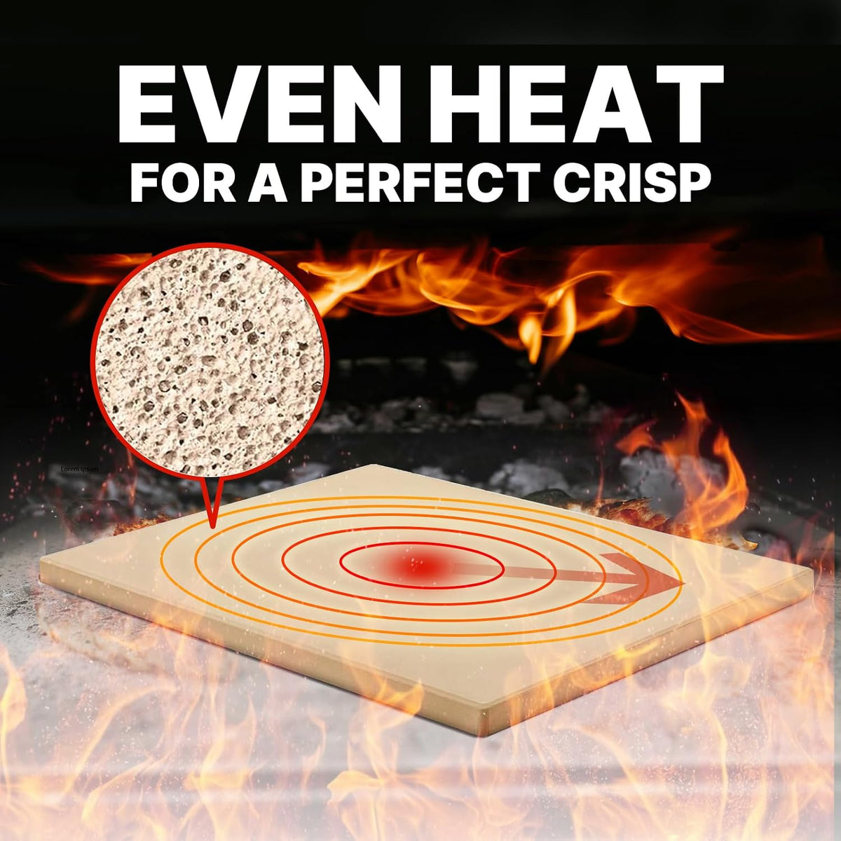 15"x12" Rectangular Pizza Stone for Oven, Grill & Camping, Cordierite Baking Stone with High Heat Resistance