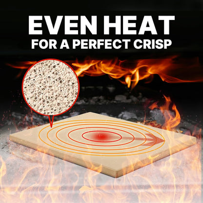 15"x12" Rectangular Pizza Stone for Oven, Grill & Camping, Cordierite Baking Stone with High Heat Resistance