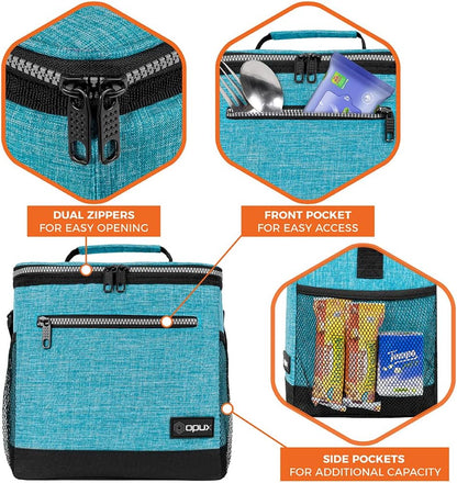 opux Insulated Lunch Box Men Women, Lunch Bag for Work School, Leakproof Soft Cooler Tote Adult, Large Lunch Pail Kids Boys Girls, Picnic Beach Food Bag with Shoulder Strap, Purple Floral