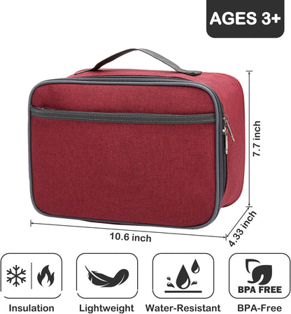 FlowFly Kids Lunch box Insulated Soft Bag Mini Cooler Back to School Thermal Meal Tote Kit for Girls, Boys, Black