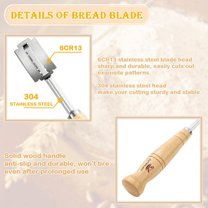 Bread Lame and Flour Duster Set, 304 Stainless Steel Sourdough Baking Tools
