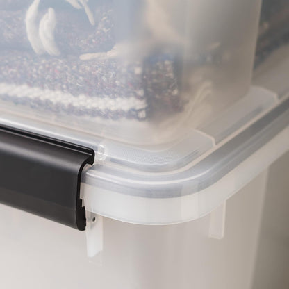IRIS USA WeatherPro Storage Bins with Lids, 47 Qt, Gasket Seal, 2 Pack | Airtight gasket helps protect clothing, shoes, crafts, keepsakes, and household supplies from moisture and dust.