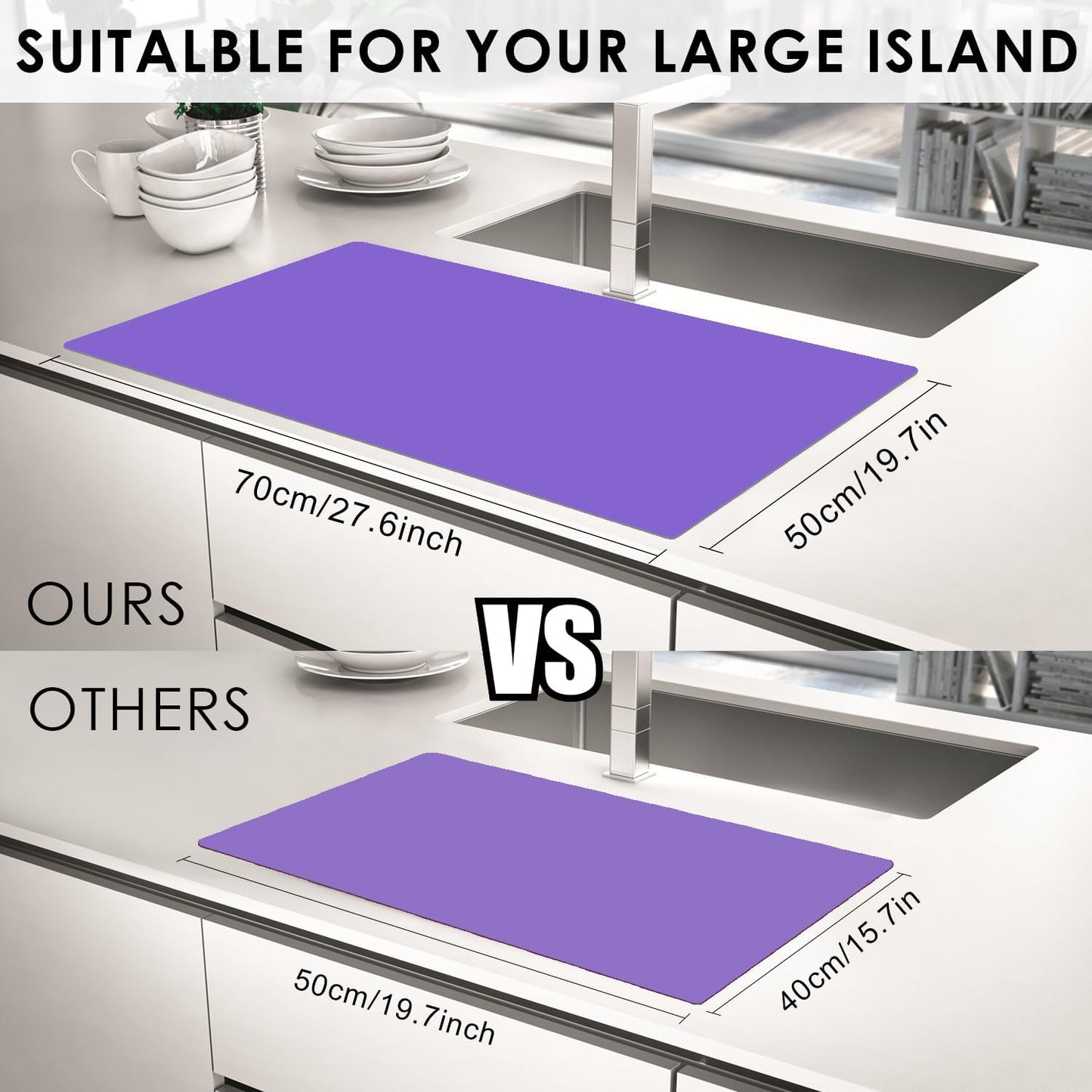Extra Large Silicone Mats for Kitchen Counter, 27.6'' x 19.7'' Nonskid Silicone Placemats for Kids, Nonstick Purple Silicone Mat for Baking Crafts, Silicone Dab Mat Heat Resistant, 1Pack - Colors A