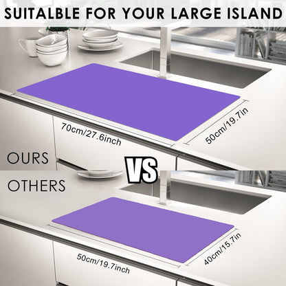 Extra Large Silicone Mats for Kitchen Counter, 27.6'' x 19.7'' Nonskid Silicone Placemats for Kids, Nonstick Purple Silicone Mat for Baking Crafts, Silicone Dab Mat Heat Resistant, 1Pack - Colors A