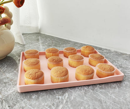 White Serving Tray (13.5 x 9.6 inch) for Serving Accessory, Elegant & Stackable Plastic Tray for Spa, Coffee, Drinks, Tea, Bar, Party, Seasoning, Perfume and Display Use.
