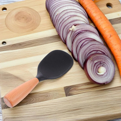 MAGICLULU Silicone Rice Paddle with Wooden Handle, Non Stick Rice Spoon