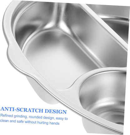 Zerodeko 304 Stainless Steel Divided Dinner Tray 3 Compartment Lunch Plate Food Portion Control Dish for Meal Prep Dishwasher Safe for Home or Catering