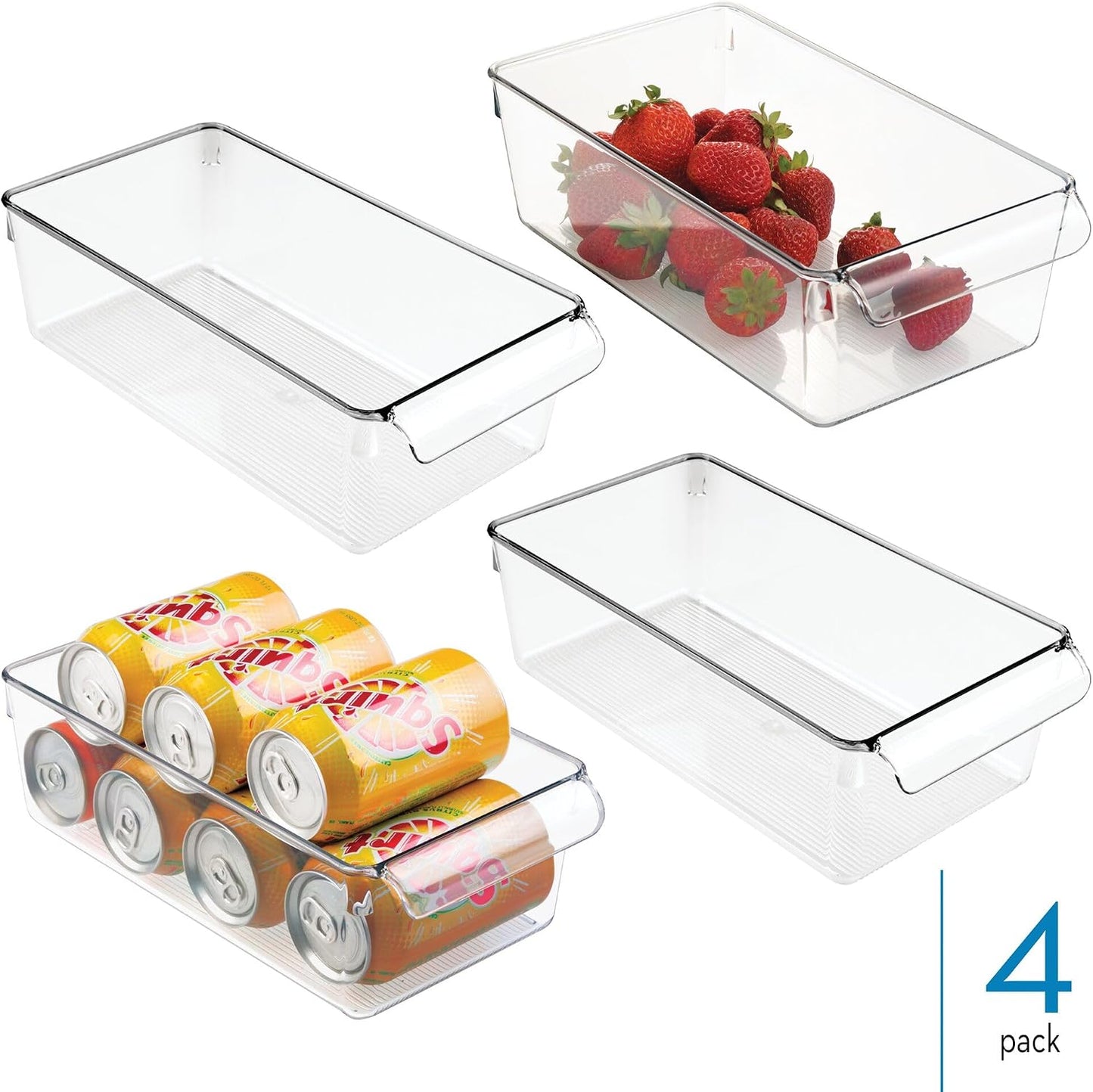 iDesign Fridge Storage Bin with Handle - Fridge Tray for Meats and Cheeses - Set of 2 - Clear