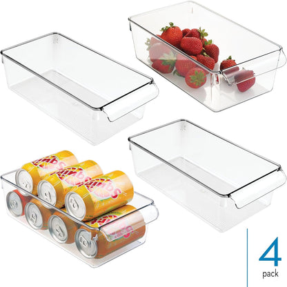 iDesign Fridge Storage Bin with Handle - Fridge Tray for Meats and Cheeses - Set of 2 - Clear