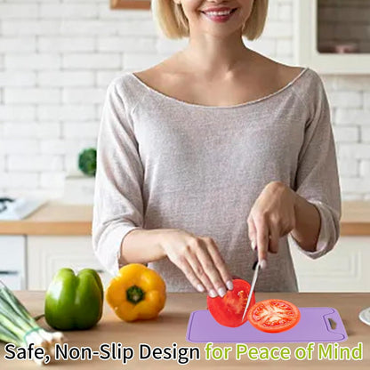 Silicone Cutting Board for Kitchen, 11.8''x 8.6'' Flexible Cutting Boards, BPA Free Non Slip Cutting Mat for Meat, Vegetables and Fruit with Easy Grip Handle, Dishwasher Safe (Deep purple)