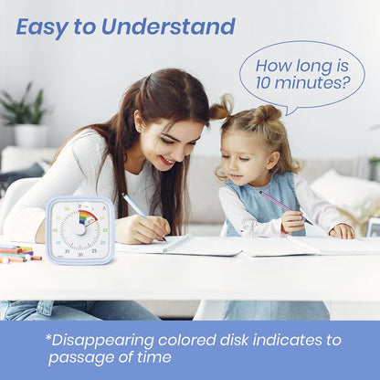 Yunbaoit Rainbow Visual Timer for Kids, 60-min Countdown Timer, Blue