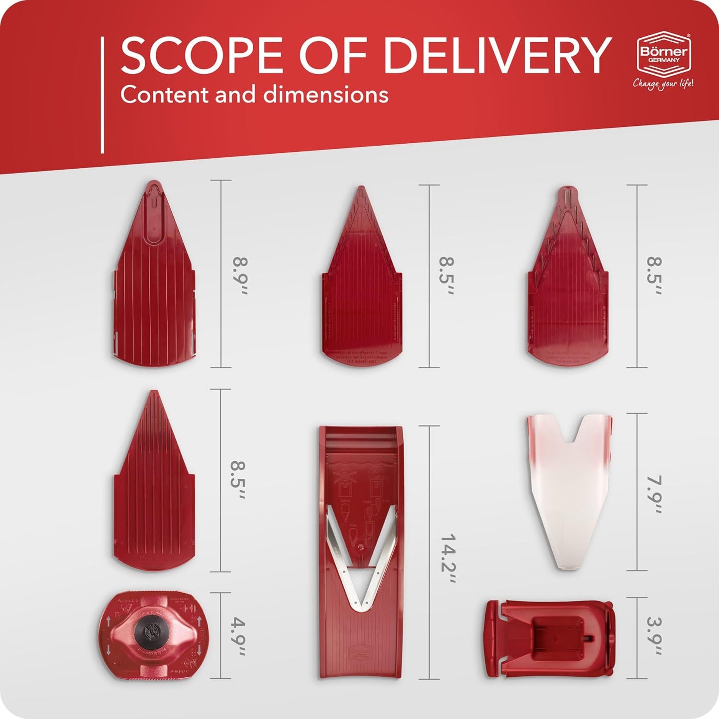 BORNER V Mandoline Slicer Kitchen V1 ClassicLine Starter Set | Vegetable Grater Börner - Quality Made in Germany, Color:White