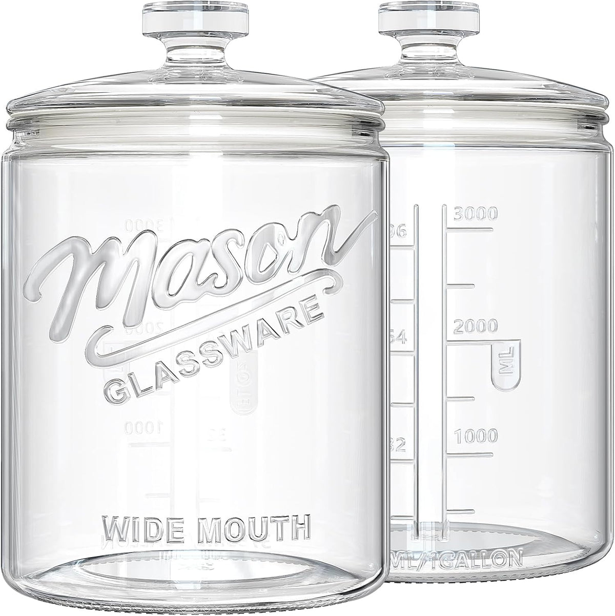 Ritayedet 2 Pack 1 Gallon Cookie Jars, Sourdough Starter Jar with Lids | Wide Mouth Food Storage Containers for Flour, Sugar, Sourdough Starter, Candy, Coffee, Dog Treat, Apothecary, Laundry