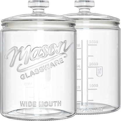 Ritayedet 2 Pack 1 Gallon Cookie Jars, Sourdough Starter Jar with Lids | Wide Mouth Food Storage Containers for Flour, Sugar, Sourdough Starter, Candy, Coffee, Dog Treat, Apothecary, Laundry