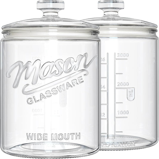 Ritayedet 2 Pack 1 Gallon Cookie Jars, Sourdough Starter Jar with Lids | Wide Mouth Food Storage Containers for Flour, Sugar, Sourdough Starter, Candy, Coffee, Dog Treat, Apothecary, Laundry