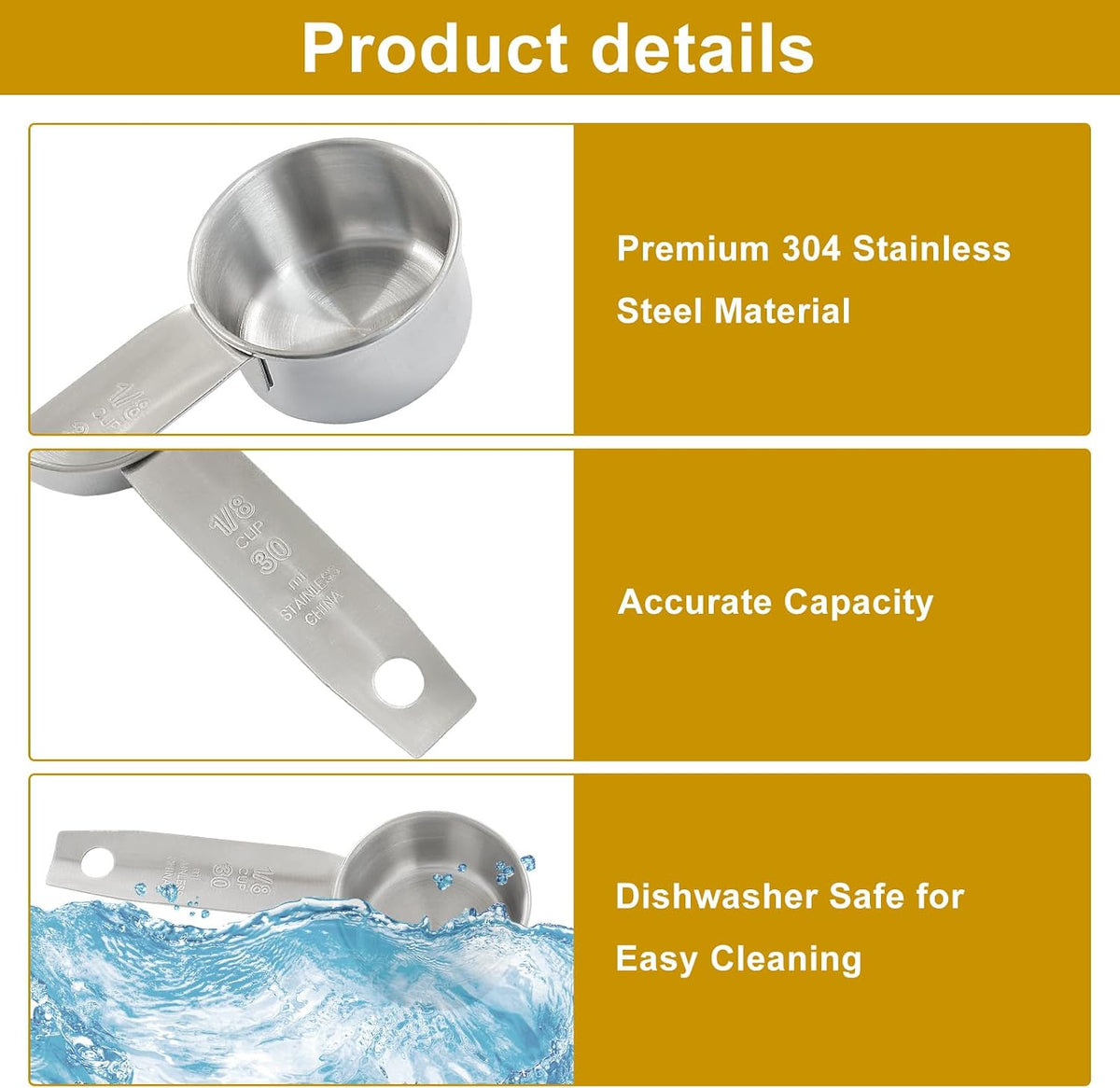 4 PCS 1/4 Cup Stainless Steel Pet Food & Measuring Scoop