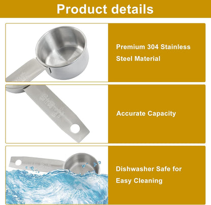 4 PCS 1/4 Cup Stainless Steel Pet Food & Measuring Scoop