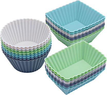 60PCS Silicone Lunch Box Dividers, Heavy-Duty Silicone Cupcake Liners for Muffin Cups, Reusable Kids' Lunch/Bento Box Accessories Set with Animal Forks, Food-Grade, BPA Free(20 Liners + 40 Picks)