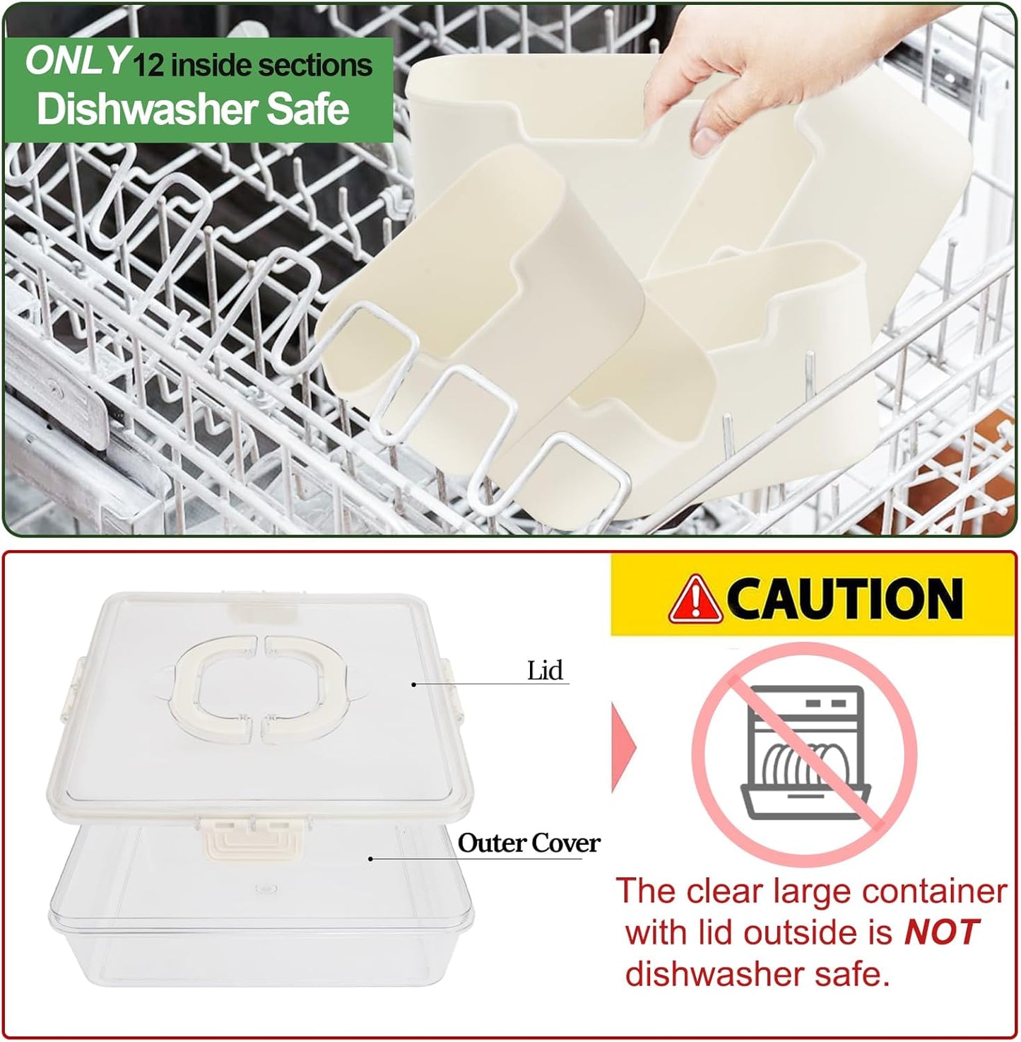 shopwithgreen 2Pcs Divided Serving Tray with Lid and Handle, Portable Snackle Box Snack Containers for Charcuterie, Party, Veggies, Snack, Fruit, Nuts, Candy, Chip, Entertaining, Picnic