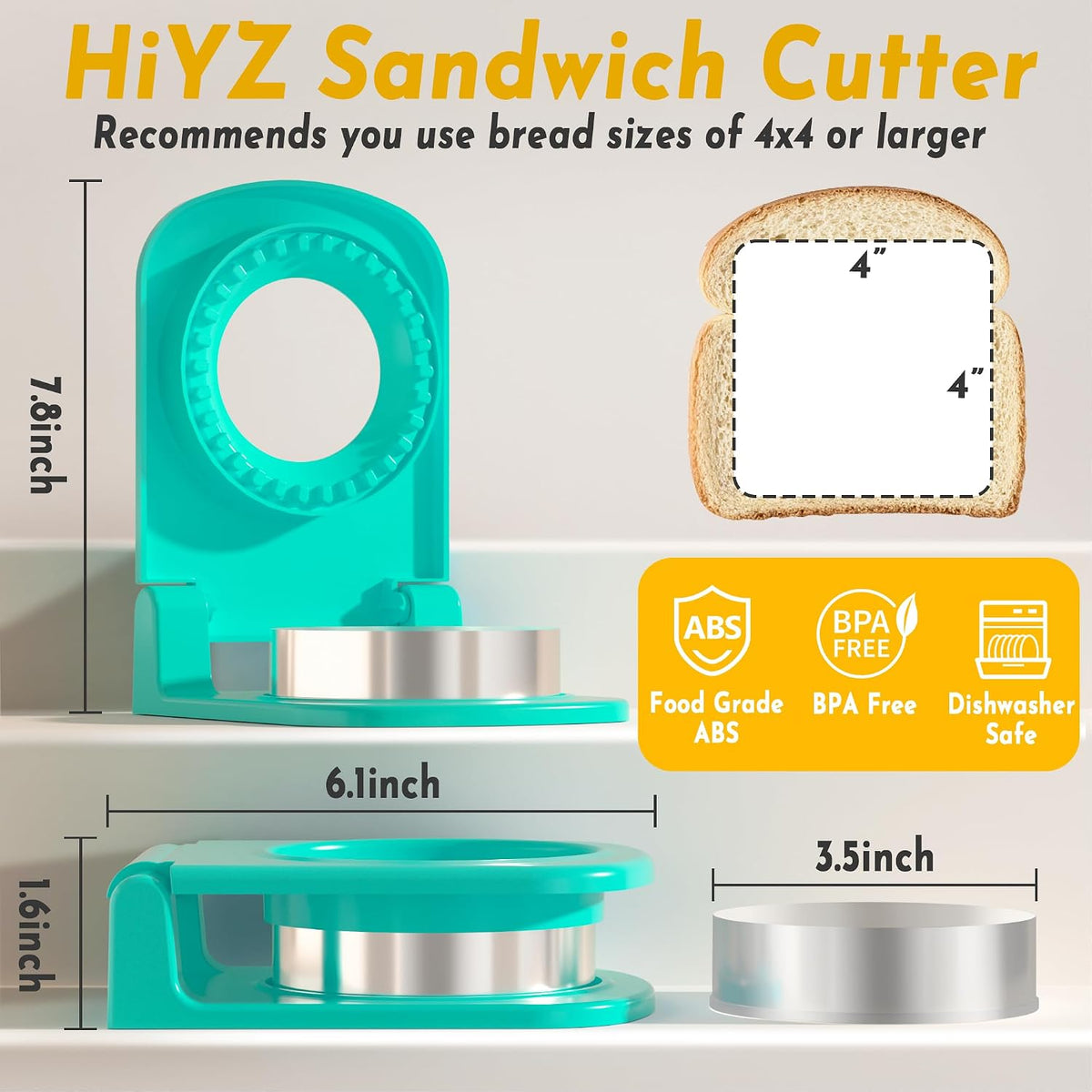 HiYZ Sandwich Cutter and Sealer - Stainless Steel Decruster Sandwich Maker - Peanut Butter and Jelly Crustless Sandwich Bread Pancake Maker Cookie Cutter for Kids Children Boys Girls