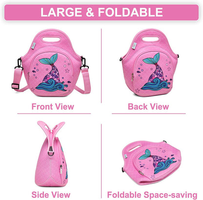 VASCHY Lunch Bag for Kids, Insulated Neoprene Lightweight Lunch Box Bag for Children Boys and Girls School Daycare Kindergarten Dinosaur