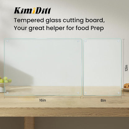Glass Cutting Boards for Kitchen,Clear Tempered Cutting Board for Countertop,Non-slip Chopping Board,Table protection, Heat Resistant, Shatter Resistant, Set of 4