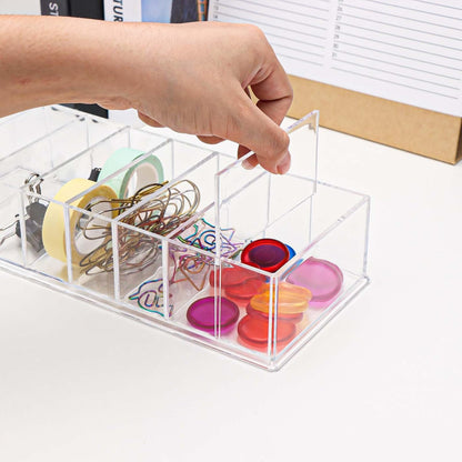 NatSumeBasics Clear Acrylic Drawer Organizer with 6 Compartments, 3.3" Width Desk Storage for Office Accessories, Not for Credit & Business Cards