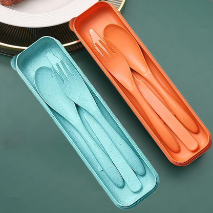 Reusable Travel Utensils Set with Case, 2 Sets Wheat Straw Portable Plastic Fork Spoons Knife Cutlery, Camping Eco-Friendly BPA Free Tableware for Kids Adults Work Picnic or Daily Use (Pink)
